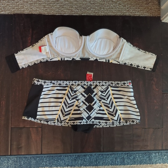 Red Carter Art Deco Bikini S/M - Picture 4 of 5